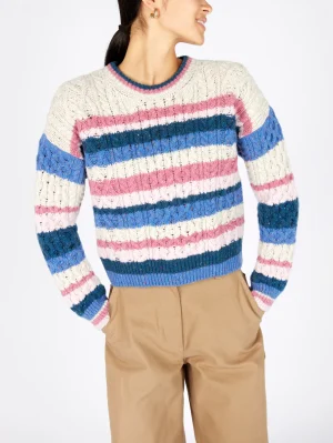 Ladies Stripe Crop Sweater LSCS