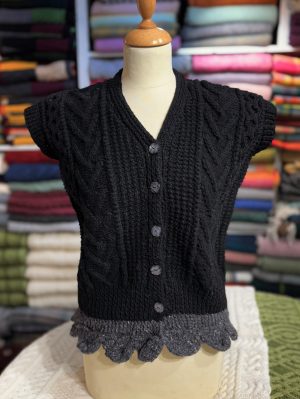 HANDKNIT ARAN BUTTON VEST (HKV52) SMALL