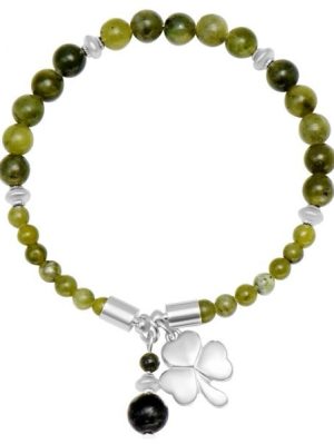CONNEMARA MARBLE SHAMROCK CHARM HORSESHOE STYLE BRACELET (JCWB007)