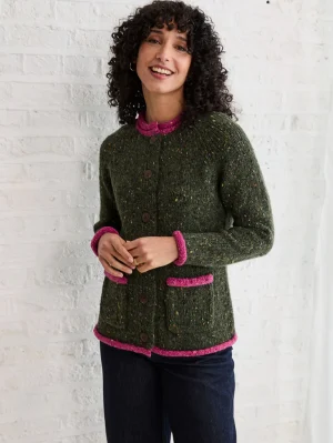 Button Tweed Cardigan Crew Colour Band (BTC)