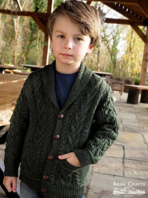 CHILDRENS ARAN SHAWL COLLAR JACKET (KSCJ)