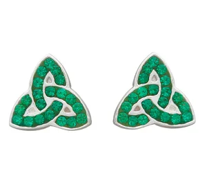 TRINITY STUD ER WITH GREEN CZ STONES (WDWE017)