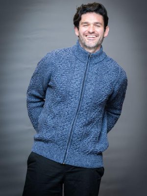 FULL ZIP ARAN CARDIGAN  INSERT POCKETS   (FZCP)