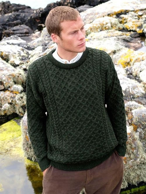 MERINO WOOL UNISEX CREW NECK SWEATER: C1949. - Aran Islands Sweaters
