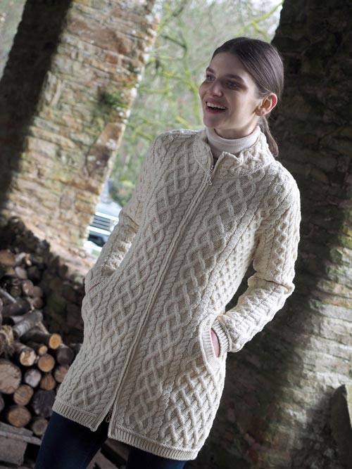 Aran Trellis Pattern Zip Jacket (ATPZ) - Aran Islands Sweaters