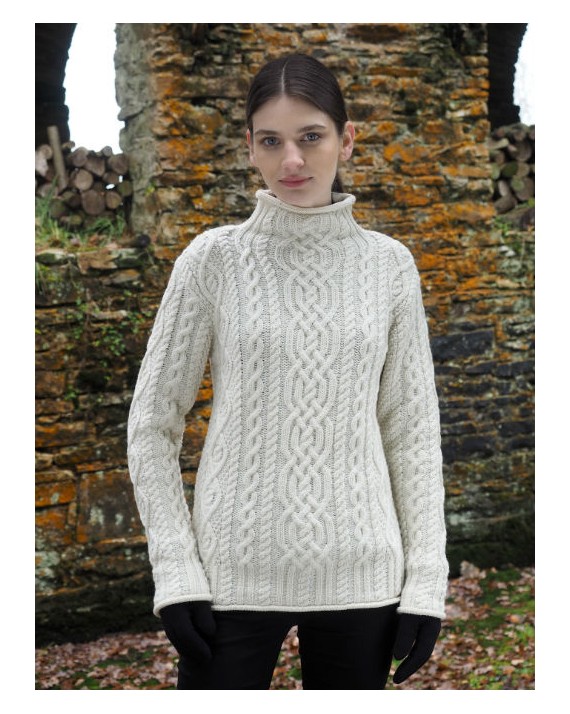 SUPER SOFT FUNNEL NECK SWEATER CR4690 - Aran Islands Sweaters