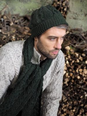 Super Soft Aran Hat & Scarf Set-Grey - Quills Woollen Market